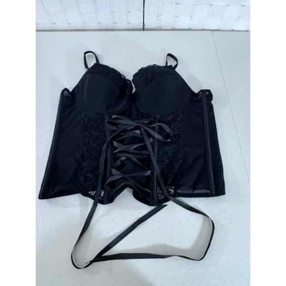 Unknown Other - Black Corset,Size 2XL Black Lace, Ribbon Front Tie, Sexy, No Brand Tag,‎ Vampire